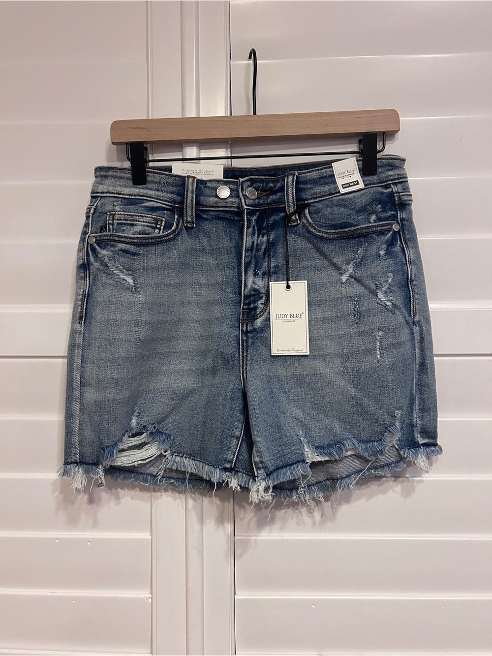 Judy Blue Cut Off Stretch Denim Short Light Blue Size Large